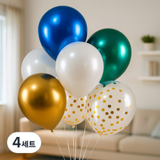 PARTYSHOW 派對氣球 鉻金屬亮粉氣球套組 5款 7件組, 鉻金屬藍, 4套