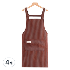 블럭마트 스트라이프 코튼 앞치마 type2, 브라운, 4개