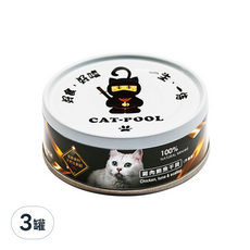 CAT-POOL 貓侍 全齡貓 低敏食材天然主食罐，雞肉鮪魚干貝口味，不含人工膠類, 雞肉 + 鮪魚 + 干貝, 80g, 3罐