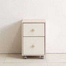 리바트 꼼므주니어 이동 서랍장 방문설치, 화이트 + 내추럴, 2단