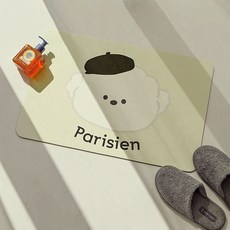 Iwooa 可水洗軟式珪藻土腳踏墊, 巴黎比熊, 1個