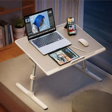 007 庫存小升降桌 可調節桌面 圓潤邊角 雪橇式桌腿, 60 x 40 x 27~40cm, 灰色 + 白色