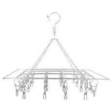 AXIS 艾克思 防風式不鏽鋼方形曬衣架24夾, 1個, 不鏽鋼銀