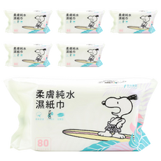 KOgi 宏瑋 史努比 濕紙巾 樹葉衝浪, 1入, 6包