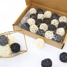 創意籐球燈飾燈串 電池款 白色10個 + 黑色10個 燈條200cm + 藤球5cm, 黑暗武士 黑色 + 白色, 1個