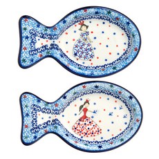 PAWIE 魚造型印花托盤 藍色 2入, 1套