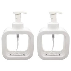 透明方形大容量按壓瓶 泡沫型 500ml, 2個, 白色