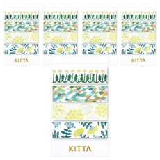 KING JIM HITOTOKI KITTA 隨身攜帶和紙膠帶 花8 近藤百恵設計款，15x50mm, 近藤百恵設計款 花8, 5個