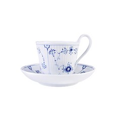 로얄코펜하겐 플레인 하이핸들 잔 0.25L + 소서 세트, 혼합색상, 1세트