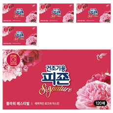 피죤 건조기용 시트 섬유유연제 시그니처 플라워페스티벌 본품, 120개입, 5개