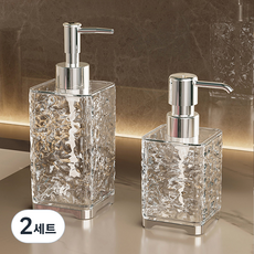 모나코올리브 샹드리에 사각 세제 디스펜서 300ml + 400ml 세트, 투명, 2세트
