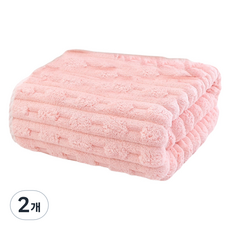 Woni's House 高級超細纖維浴巾, 粉紅色, 2個