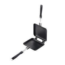 吉川 日本健康熱壓吐司不沾烤模&三明治夾-平面-黑色,35.5cm,1入