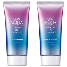 SKIN AQUA 水潤肌 柔光透亮防曬飾底凝露 SPF50+ PA++++, 臉部身體適用, 薰衣草紫色調, 80g, 2瓶