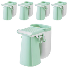 i life 北歐素色磁吸式牙刷架, 簡約壁掛設計, 磁吸瀝水漱口杯, 多功能收納, 免打孔安裝, 薄荷綠, 5個