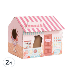 가또 가게 디자인 냥이 맞춤 사이즈 숨숨집, 핑크, 2개