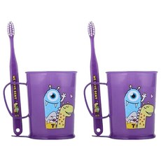 WEDENT 威登 兒童牙刷杯組 紫色, 2組, 3~5歲