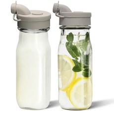 미르코리아 헥사 온오프 사각 보틀 유리병 그레이, 300ml, 2개
