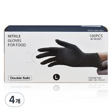 더블세이프 블랙 니트릴 위생장갑L, 4개