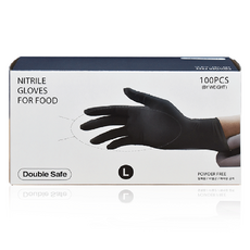 雙安全食品級丁腈手套, 黑色, 大(L), 1個