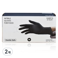 雙安全食品級丁腈手套 100p, 2個, 中(M), 黑色