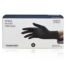 雙安全食品級丁腈手套 100p, 1個, 中(M), 黑色