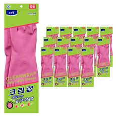 크린랩 매일쓰는 고무장갑, 핑크, 중(M), 15개