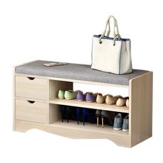 北歐收納換鞋凳 寬30*高43*長80cm 14KG DIY商品, 2層, 楓櫻木