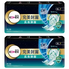 Kotex 靠得住 網層系列 完美封漏長夜抑菌夜用衛生棉, 35cm, 24片, 2包