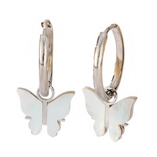 노이드비 여성용 써지컬스틸 버터플라이 스톤 나비 링 귀걸이