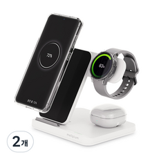 멜피움 아이폰 갤럭시 고속 멀티 무선충전기 3IN1 MPM-T5237 갤럭시워치용, 화이트, 2개