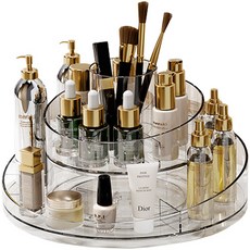 피키픽스 회전 2단 매니큐어 정리대 메이크업도구 립스틱 브러쉬 보관, 1개, 투명