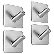 GreeHook 304不鏽鋼無痕掛勾 方形單斜勾 4.5 x 4.5 x 3cm, 銀色, 1組