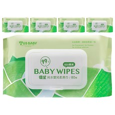 US baby 優生 純水嬰兒柔濕巾 99% EDI純水, 80張, 5包
