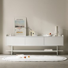 웰퍼니쳐 아띠 템바보드 거실장 도어 방문설치, 화이트 + 화이트