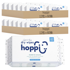 [箱裝]hoppi 雲柔乾濕兩用巾 60抽, 80gsm, 60張, 24包