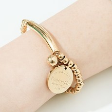 NOID-B 鋼製圓形字母硬幣彈性手鍊 3色