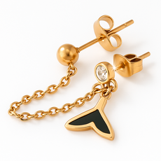 Noidbee 外科鋼縞瑪瑙鯨尾兩針耳環