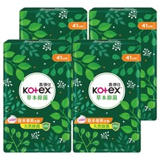 Kotex 靠得住 草本抑菌衛生棉, 41cm, 7片, 4包