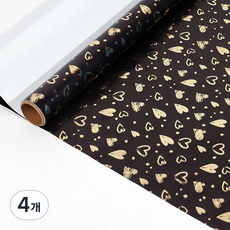 길그리 블랙 앤 골드 선물 포장지 3m, 03 하트, 4개