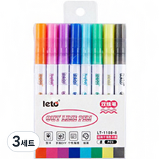 더조넷 아웃라인 컬러 마커펜 세트, 8색, 3세트