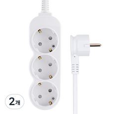EcoPowerTap 10A 一般扁平3孔延長線, 白色, 2個, 1.5m
