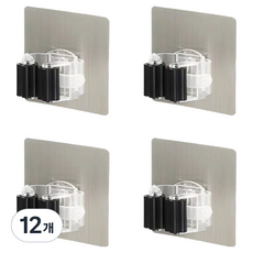 前程似錦 免鑽孔浴室廁所清潔工具掛鉤 7cm, 黑色, 12個