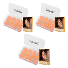 이어대미 수면 소음 차단 실리콘 귀마개 오렌지, 3개, 12개입