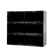 Shucarry優質側開式鞋子收納盒, 透明(前門）+黑色(邊框）, 6個