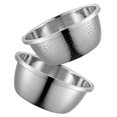 MGLE不鏽鋼多功能攪拌碗+篩網組, 銀, 1組