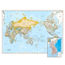 地圖工廠 覆膜世界地圖 藍色 + 全國地圖, 1個