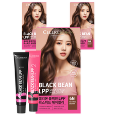 셀리본 블랙빈 LPP 퀵스피드 헤어컬러 염색 염모제 60ml + 산화제 60ml 세트, 6N 내츄럴 브라운, 3개