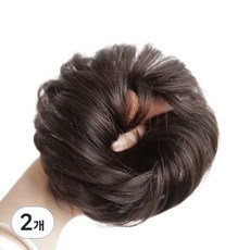 Homeg 豐盈盤髮髮圈 局部假髮, 2個, 黑棕色