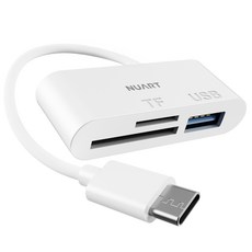 누아트 C타입 OTG 3in1 멀티 카드리더기 USB 3.0 TF Micro SD카드 케이블, 화이트, 1개